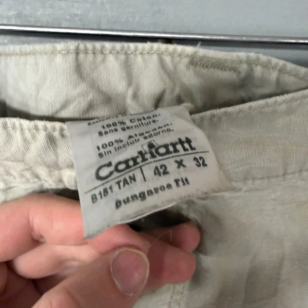 Carhartt B151 TAN Dungaree Fit Work Pants Mens 42x32 Tan‎ Cotton Canvas Utility